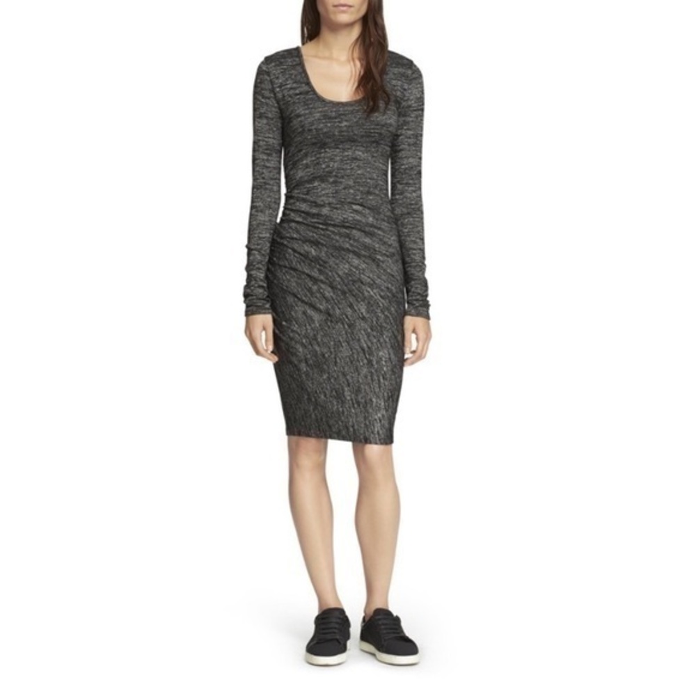 Rag & Bone Twisted Bodycon Scoop Neck Pepper Gray Dress Size Small